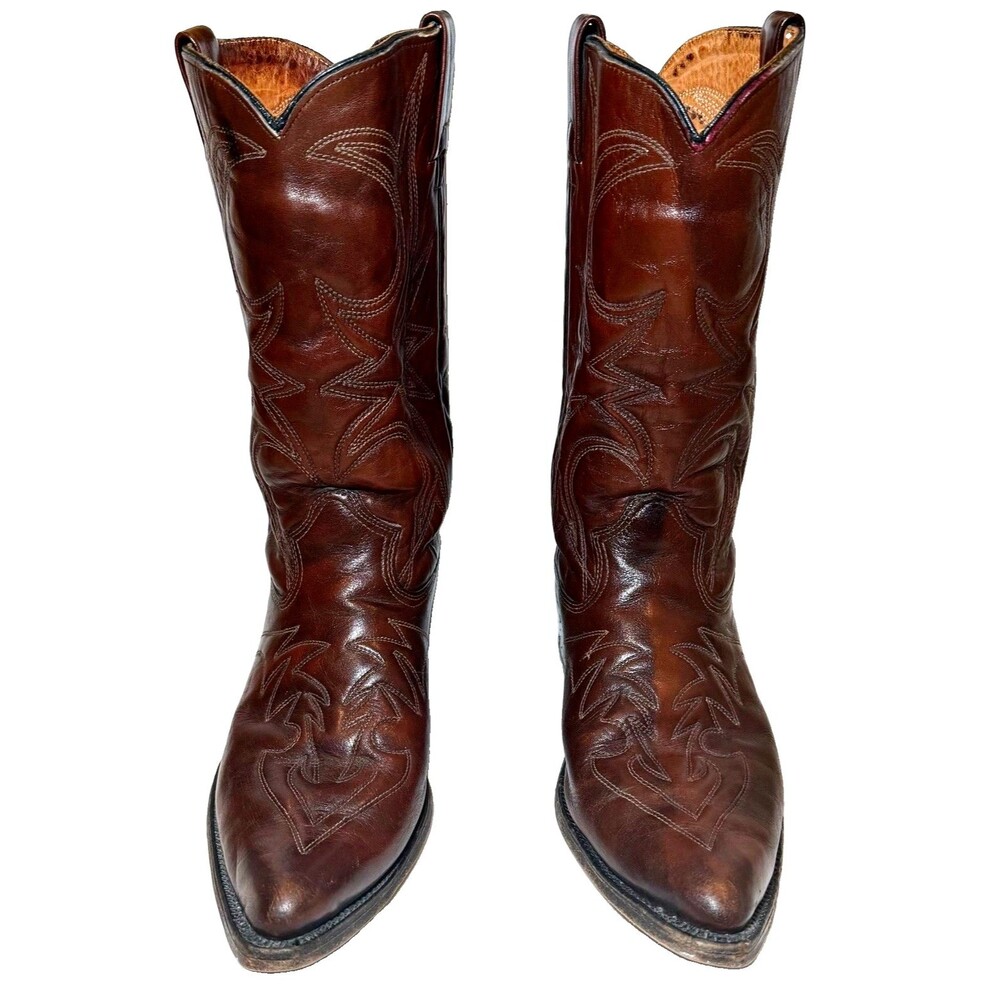 Vintage Texas Boot Co Imperial Cowboy Boots Mens 10.5 EE Brown Leather USA 13"